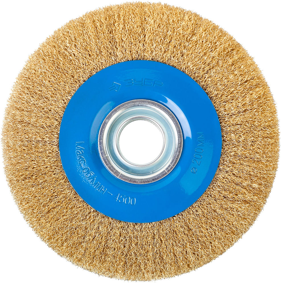 Щетка дисковая для УШМ 200 мм, витая стальная латунированная проволока 0.3 мм ЗУБР Профессионал 35186-200_z01