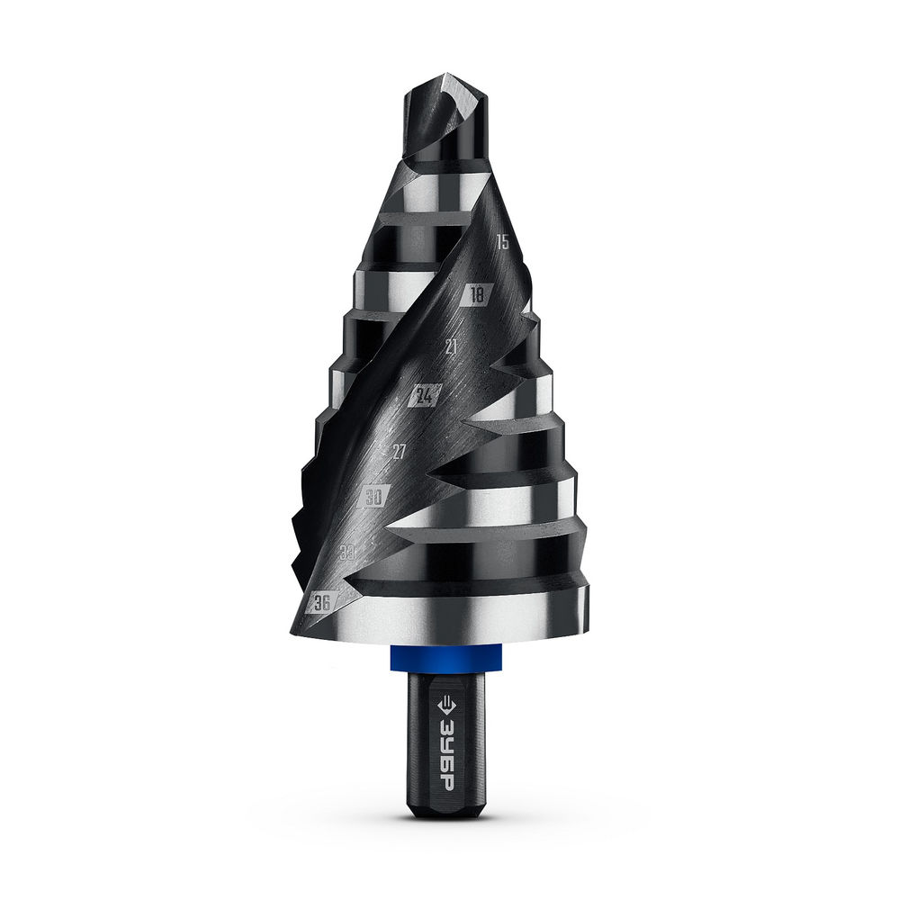 Сверло ступенчатое BLACK FORCE 9-36 мм, 10 ступеней, винтовая проточка ЗУБР Профессионал 29671-9-36-10