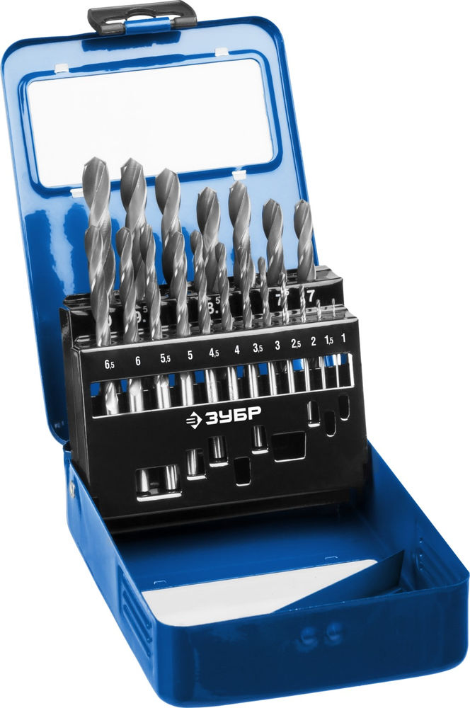 Набор сверл по металлу в мет. боксе 1-10 мм 19 шт сталь Р6М5 класс В ЗУБР ПРОФ-В Профессионал 29621-H19