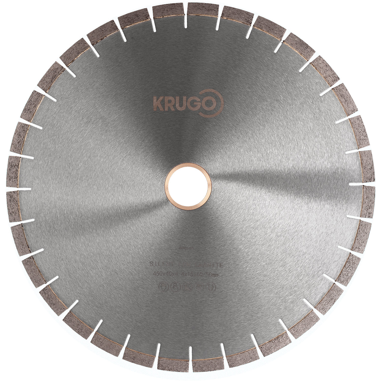 Диск алмазный сегментный по граниту, бесшумный 450 x 40 x 4.4 x 60 x 15mm KRUGO (BSG18A)