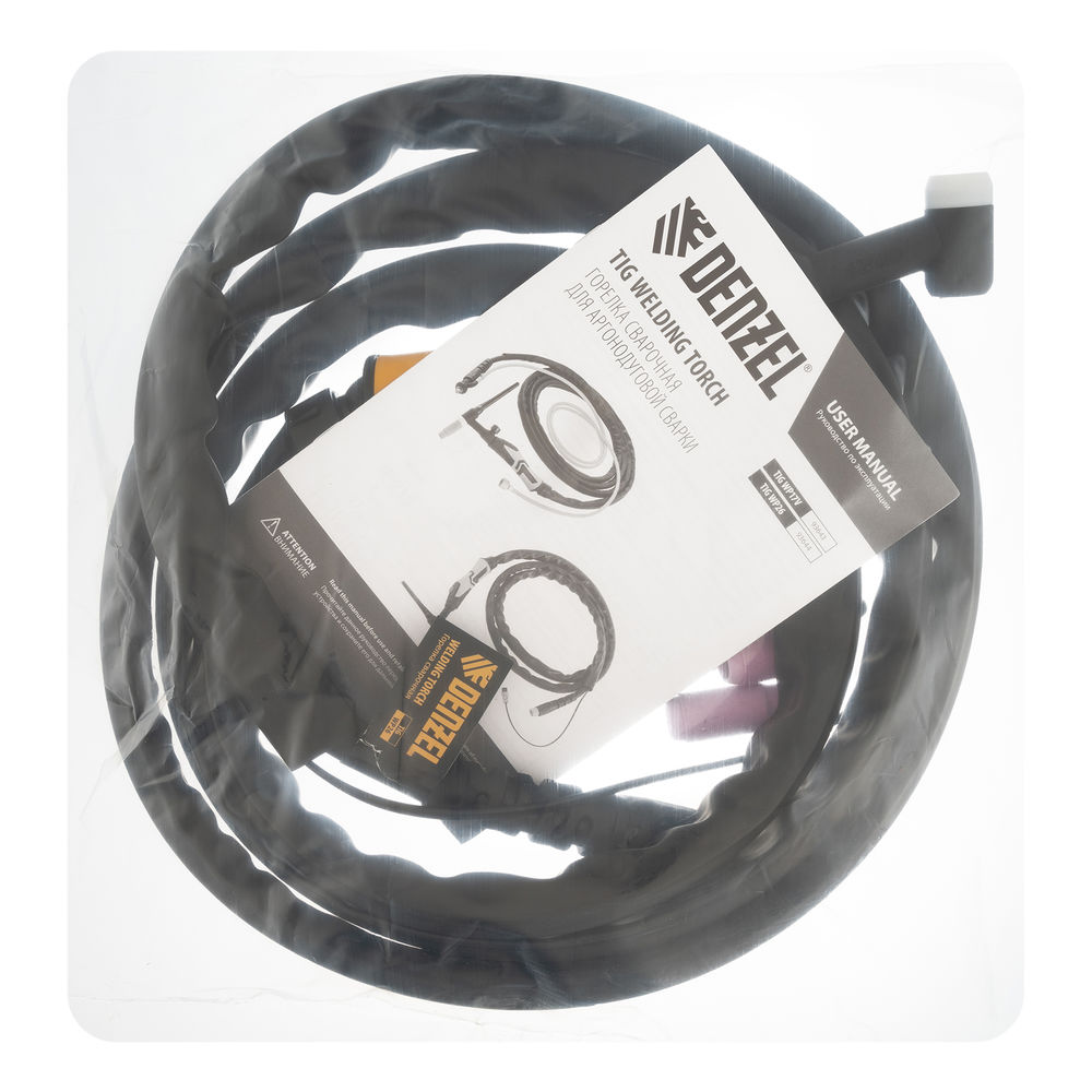 Горелка сварочная TIG WP26, разъем 2 пина, 3 метра Denzel (93644)
