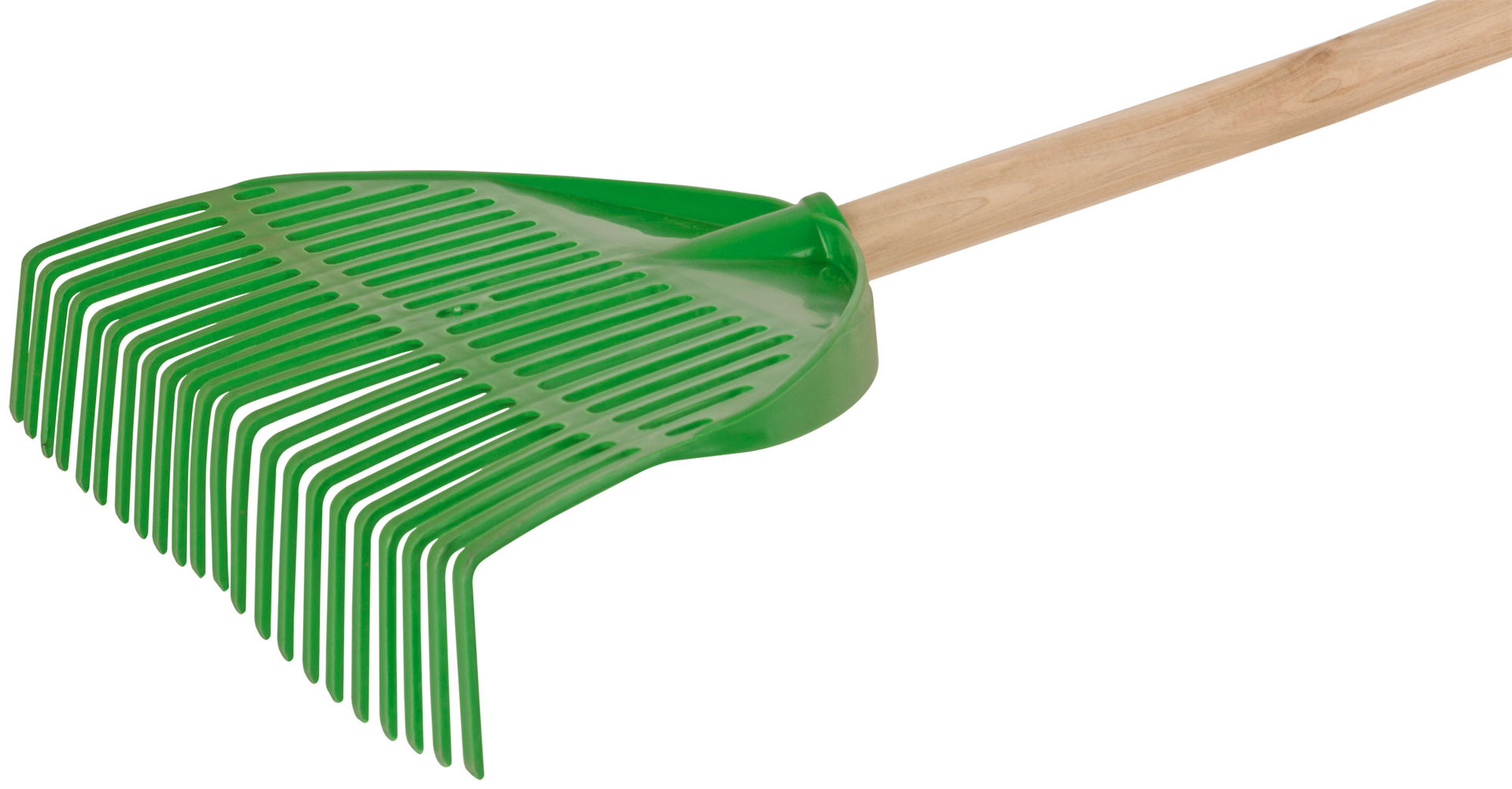 Грабли веерные пластиковые Оазис, 22 зуба, 440 мм, с деревянным черенком (76947)