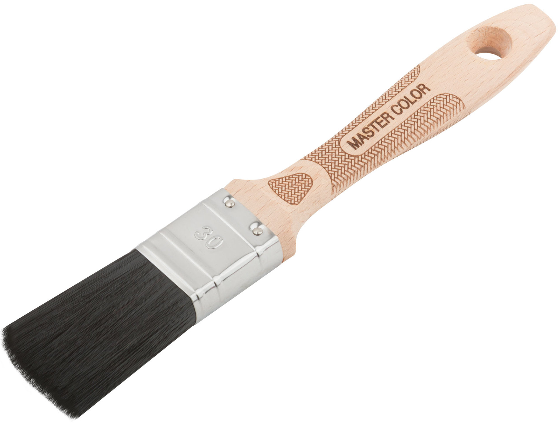 Кисть флейцевая, толщ. 14 мм, 70% ПБT/30% черная натур. щетина, нерж. обжим, ширина 30 мм (30-0051)