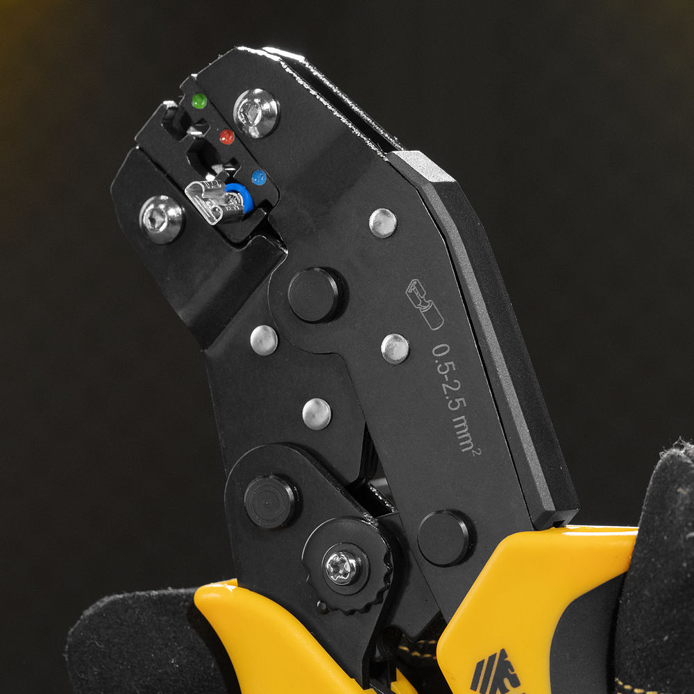 Клещи для обжима изолир. наконечников НКИ и НВИ, разъемов РПИ, гильз ГСИ, 0,5 - 2,5 мм2 Denzel (17747)