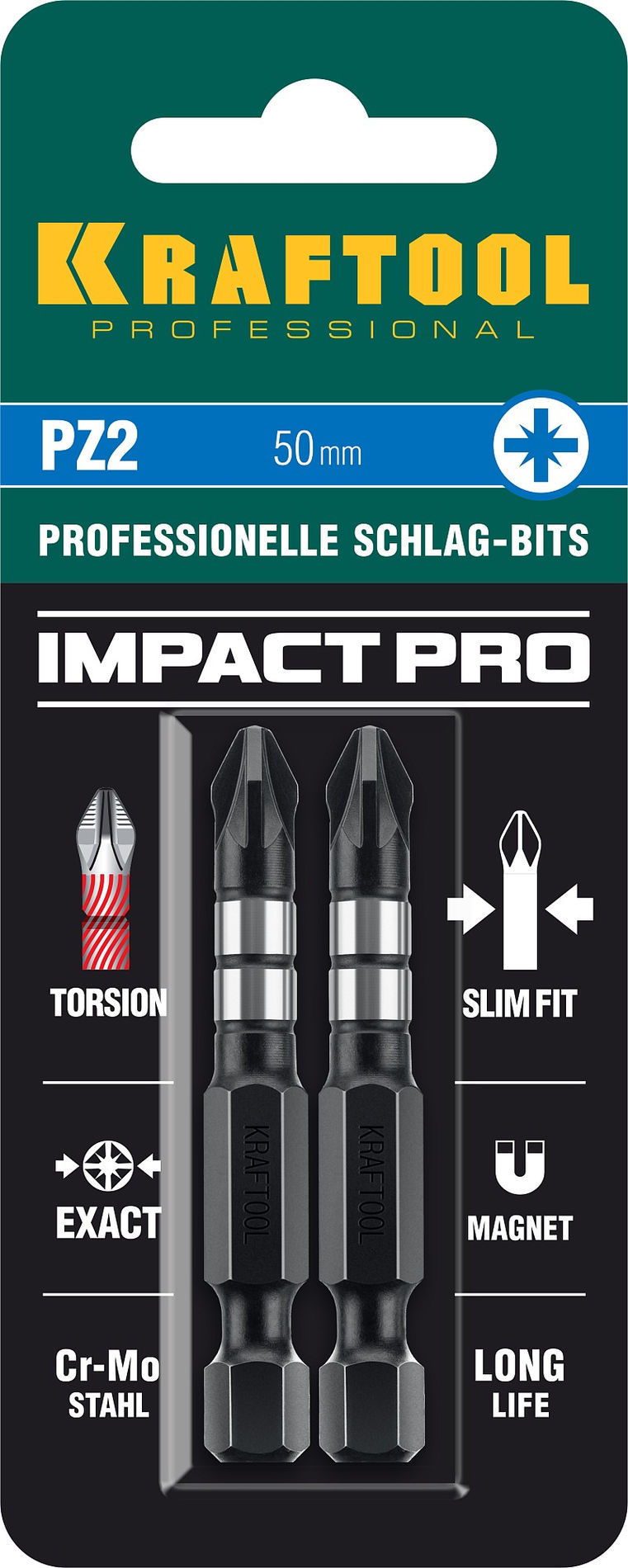 KRAFTOOL Impact PZ 2, 50 мм, 2 шт, ударные биты (26193-2-50-S2)
