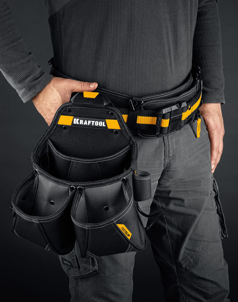 Сумка поясная 350 х 320 мм с быстросъёмным креплением FastClip KP-15 KRAFTOOL 38771