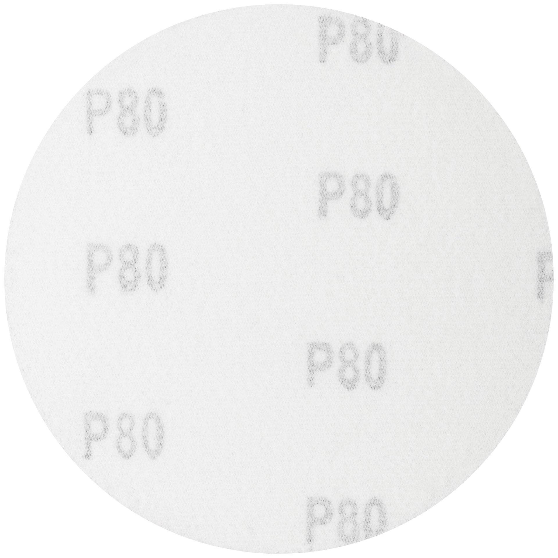 Круги шлифовальные сплошные (липучка), алюминий-оксидные, 125 мм, 5 шт. Р 80 (39774)