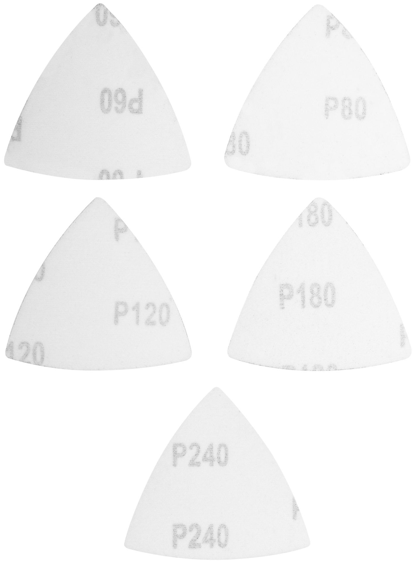 Листы шлифовальные треугольные на тканевой основе, 80 мм, набор 5 шт. (37953)