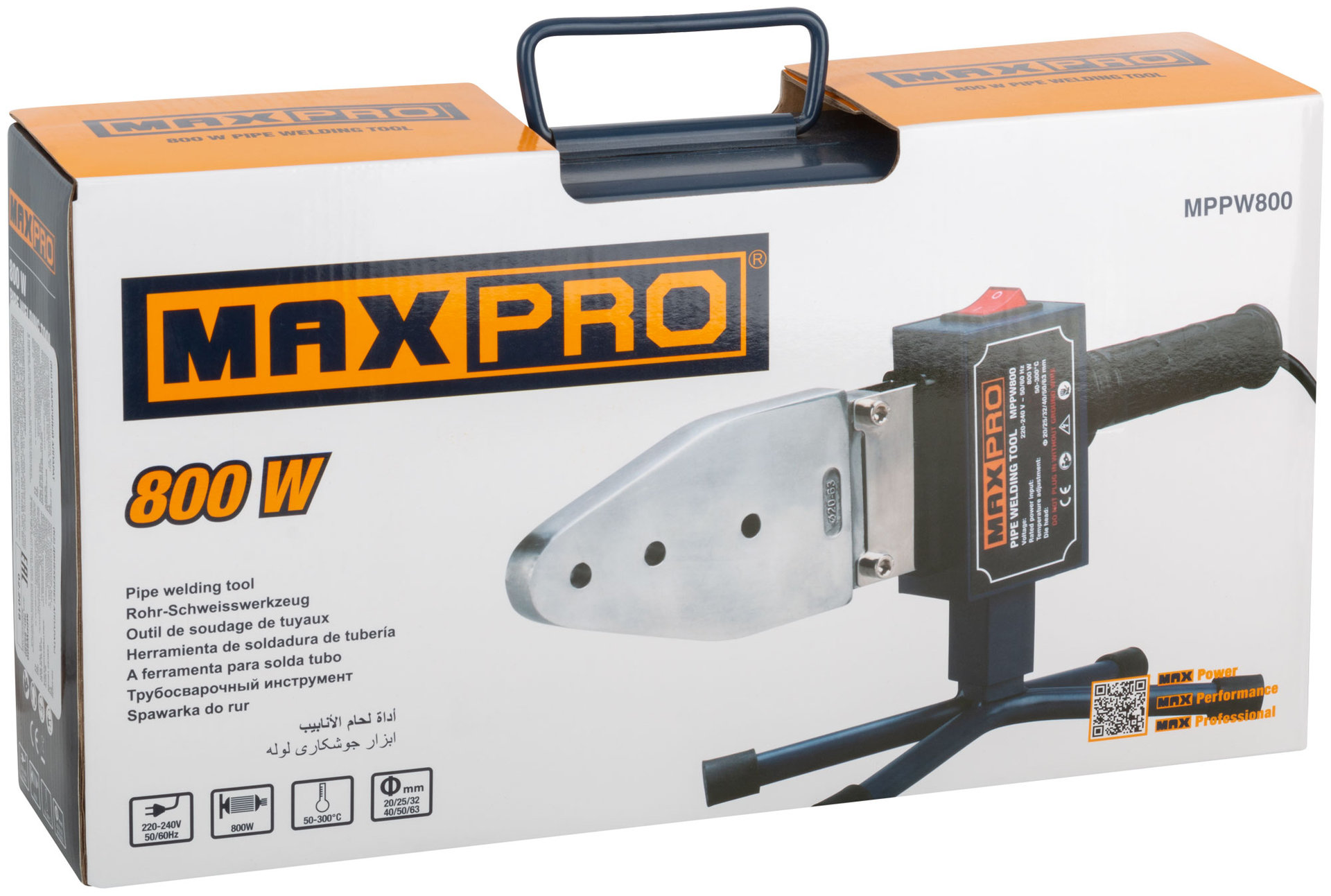 Аппарат сварочный для пластиковых труб 800 Вт; 50-300°; диаметры труб 20/25/32/40/50/63 мм; 0,9 кг; металлический кейс MAX-PRO 85280