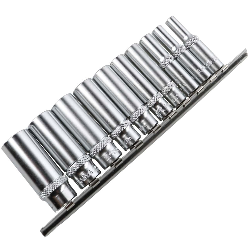 Набор глубоких торцевых головок 6-ти гранных 10 пр. на линейке, 5-14 мм 1/4 Licota TBS-23101