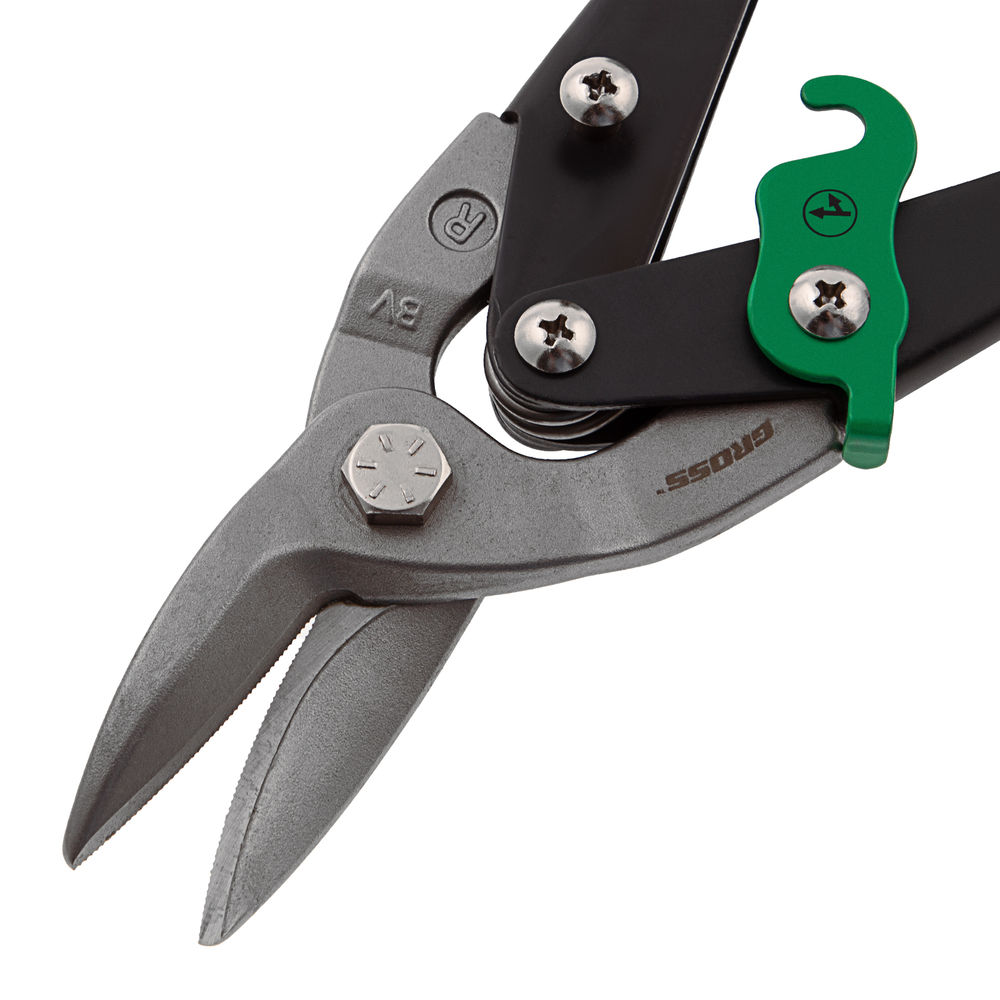 Ножницы по металлу Piranha, 250 мм, прямой и правый рез, сталь СrMo, двухкомпонентные рукоятки Gross