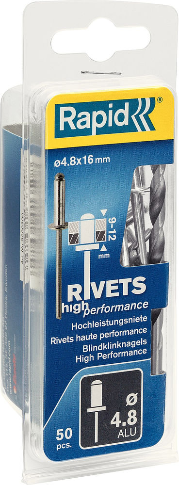 Алюминиевая заклепка 4.8 х 16 мм, 50 шт RAPID 5000390