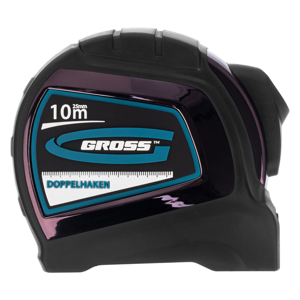 Рулетка Doppelhaken,10 м x 25 мм,двухсторонний зацеп,Нейлон,двусторонняя шкала,автоматическая фиксация Gross