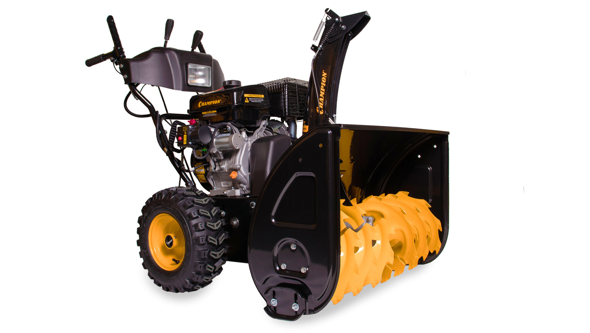 Снегоотбрасыватель CHAMPION ST1376E ( PRO, 13лс76см6F/2 колеса6,5л121,5кг эл.стартер,фара,обогрев ру (ST1376E)