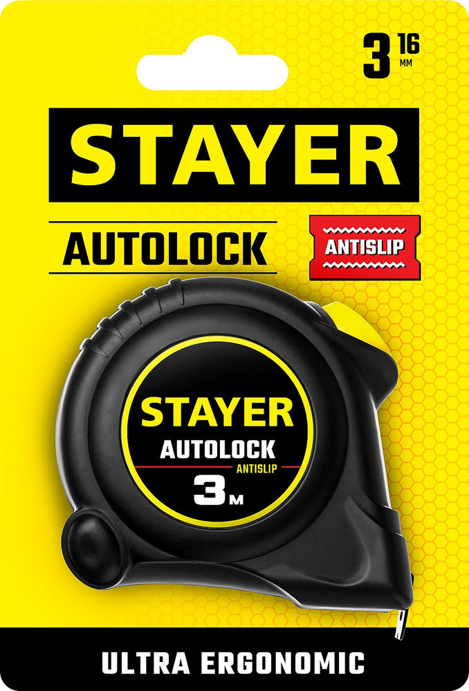 Рулетка с автостопом AutoLock 3 м х 16 мм STAYER 2-34126-03-16