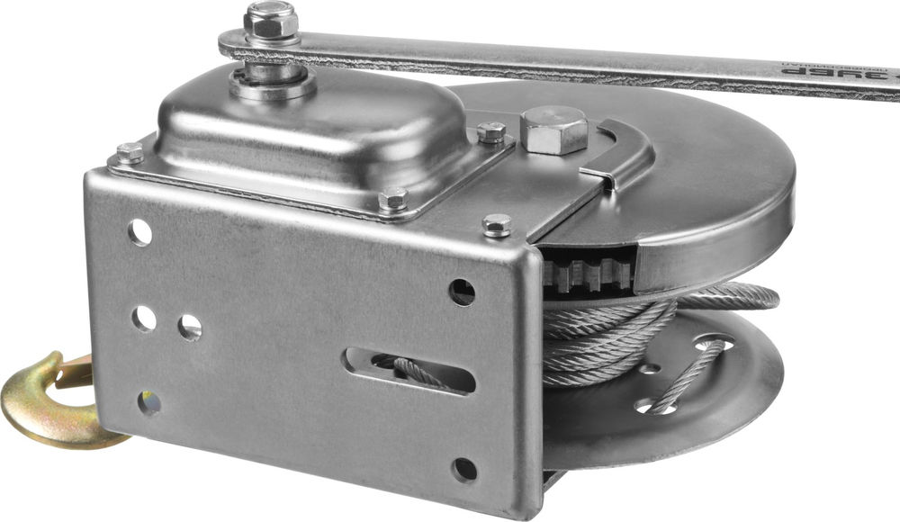 Лебёдка ручная барабанная подъёмная тросовая 0.9 т, 8 м ЗУБР Профессионал 43117-0.9