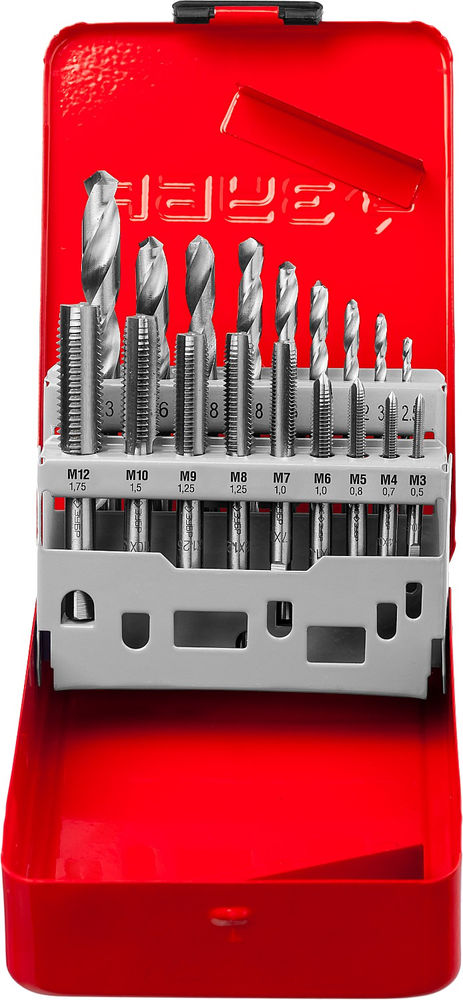 Набор резьбонарезной 18 предм. метчики 9ХС сверла Р6М5 ЗУБР 28115-H18