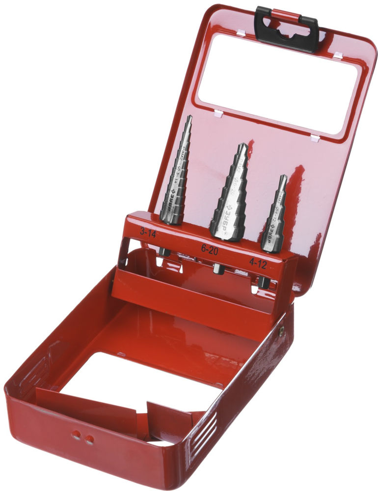 Набор ступенчатых сверл 3–20 мм, 3 шт, сталь Р4М2 ЗУБР 29665-3-20-H3  