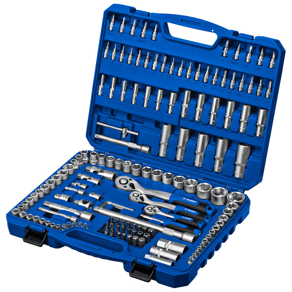 Универсальный набор инструмента 151 предм. А-151 (1/2+ 3/8+ 1/4) Профессионал ЗУБР 27637-H150