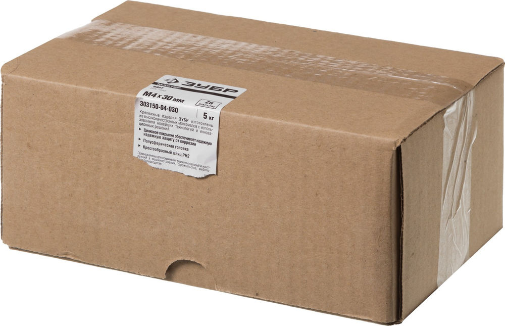 Винт с полусферической головкой M4?30 мм DIN 7985 кл. пр. 4.8 цинк 5 кг ЗУБР 303150-04-030