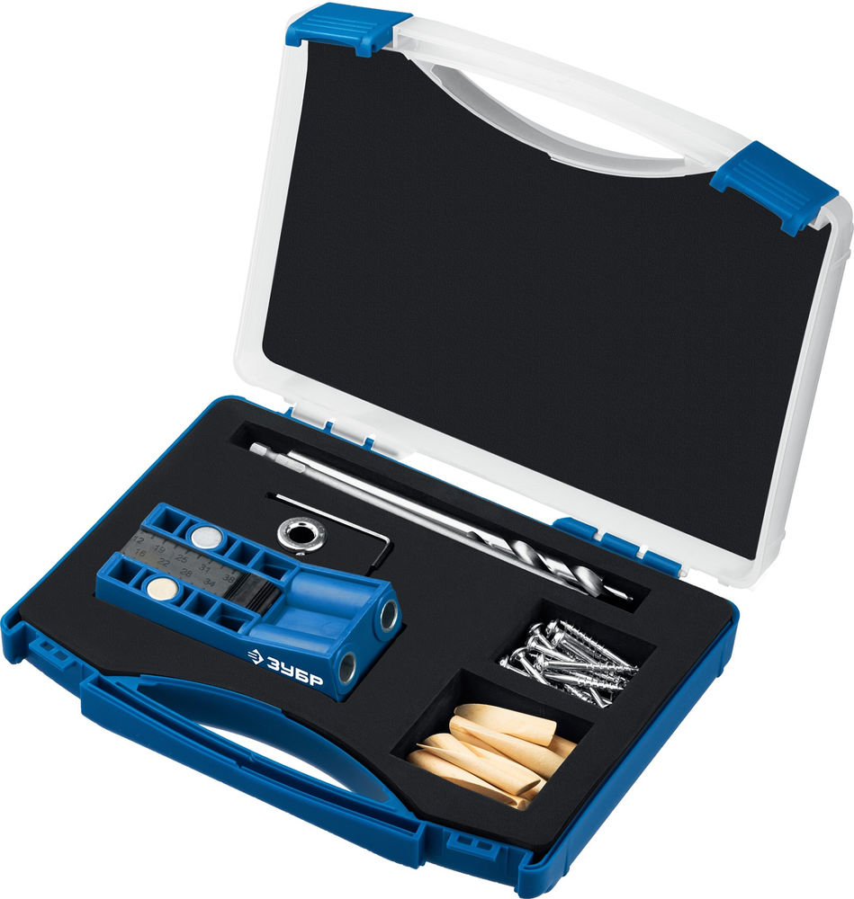 Кондуктор двойной для глухих отверстий два отверстия в кейсе ЗУБР Профессионал 30091