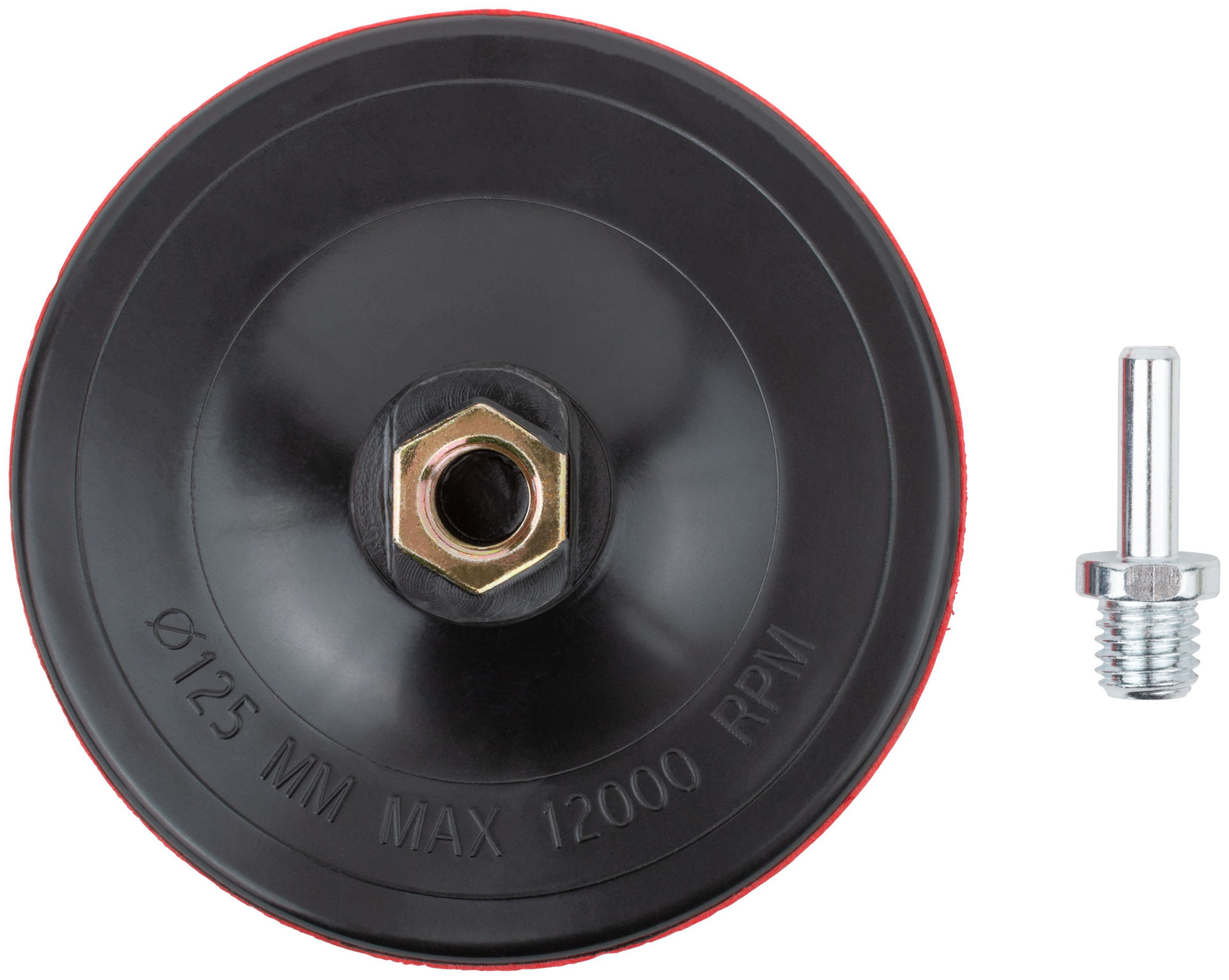 Диск шлифовальный с липучкой, гайка М14 + переходник для дрели, 125х3 мм (39625)