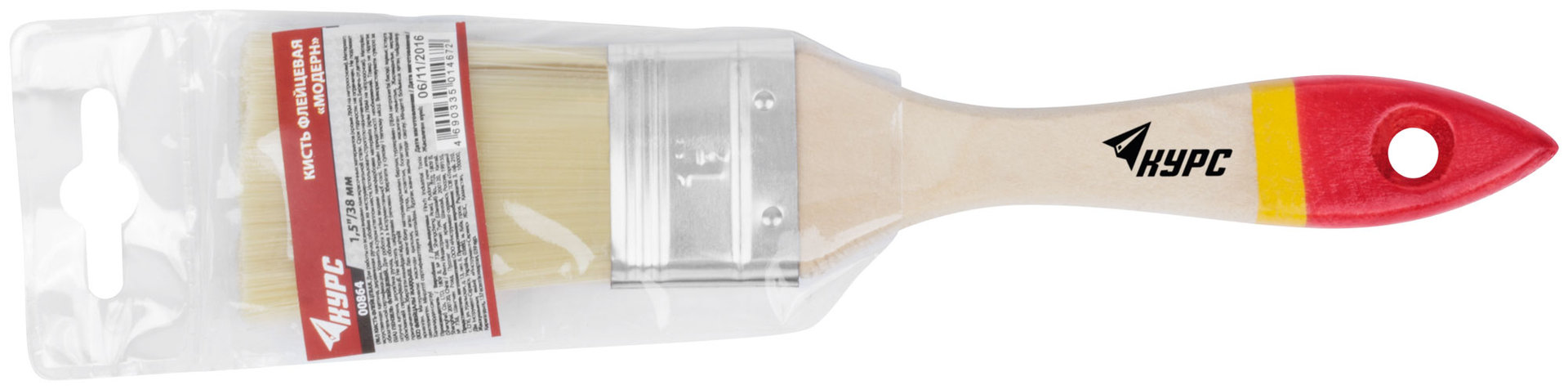 Кисть флейцевая Модерн, иск. щетина, деревянная ручка 1,5 (38 мм) (00864)