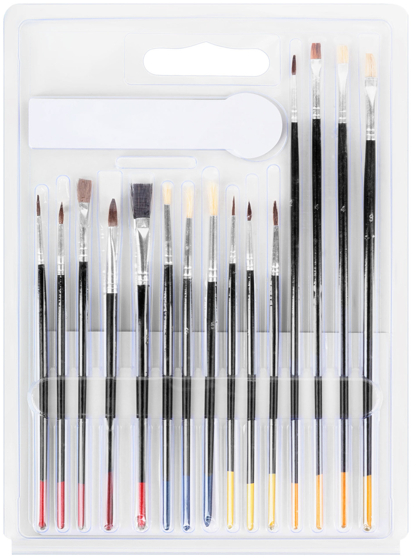 Кисти художественные, натуральная щетина, деревянная ручка, плоские и круглые, набор 15 шт. (01535)