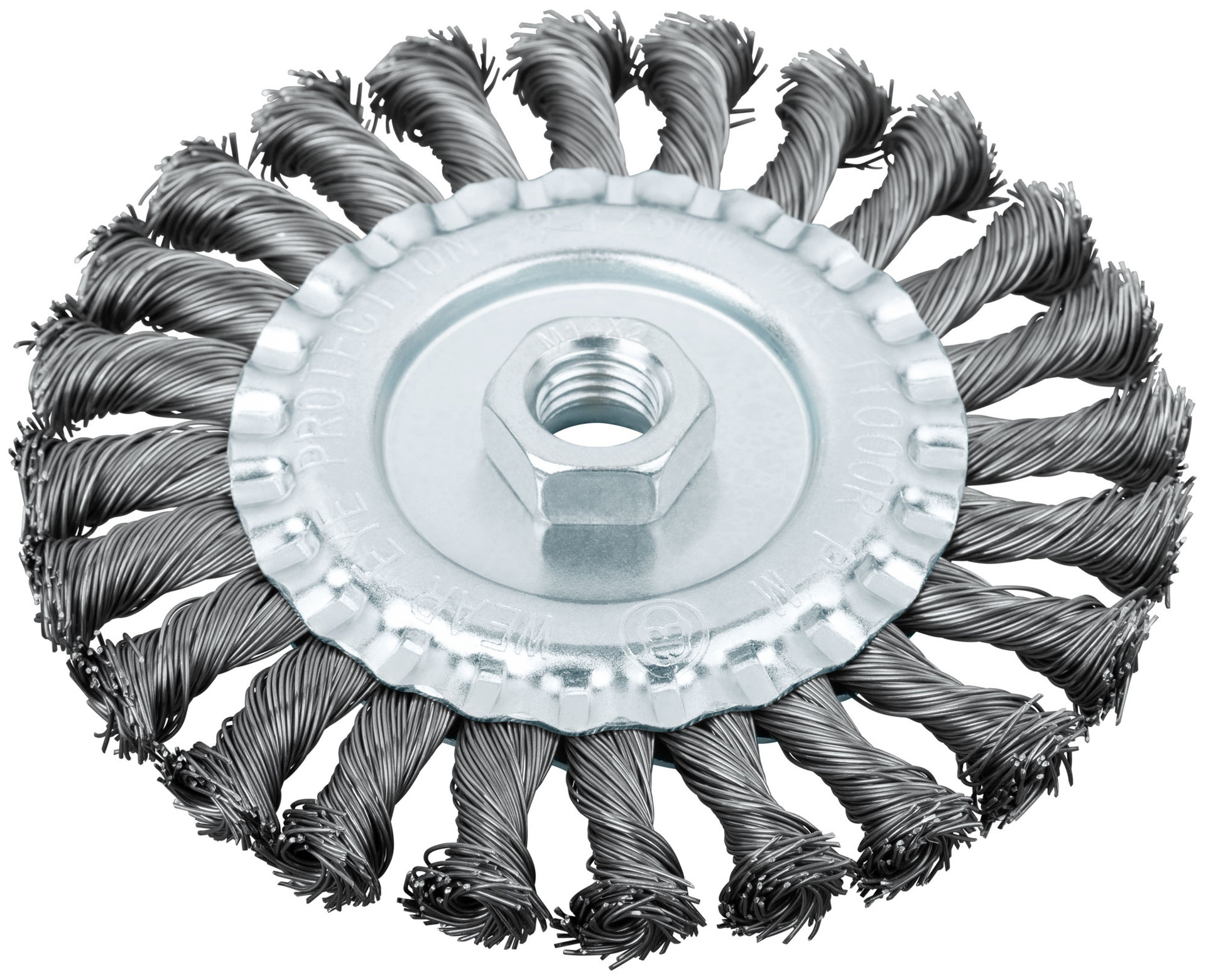 Корщетка-колесо, гайка М14, стальная витая проволока 125 мм (39123)