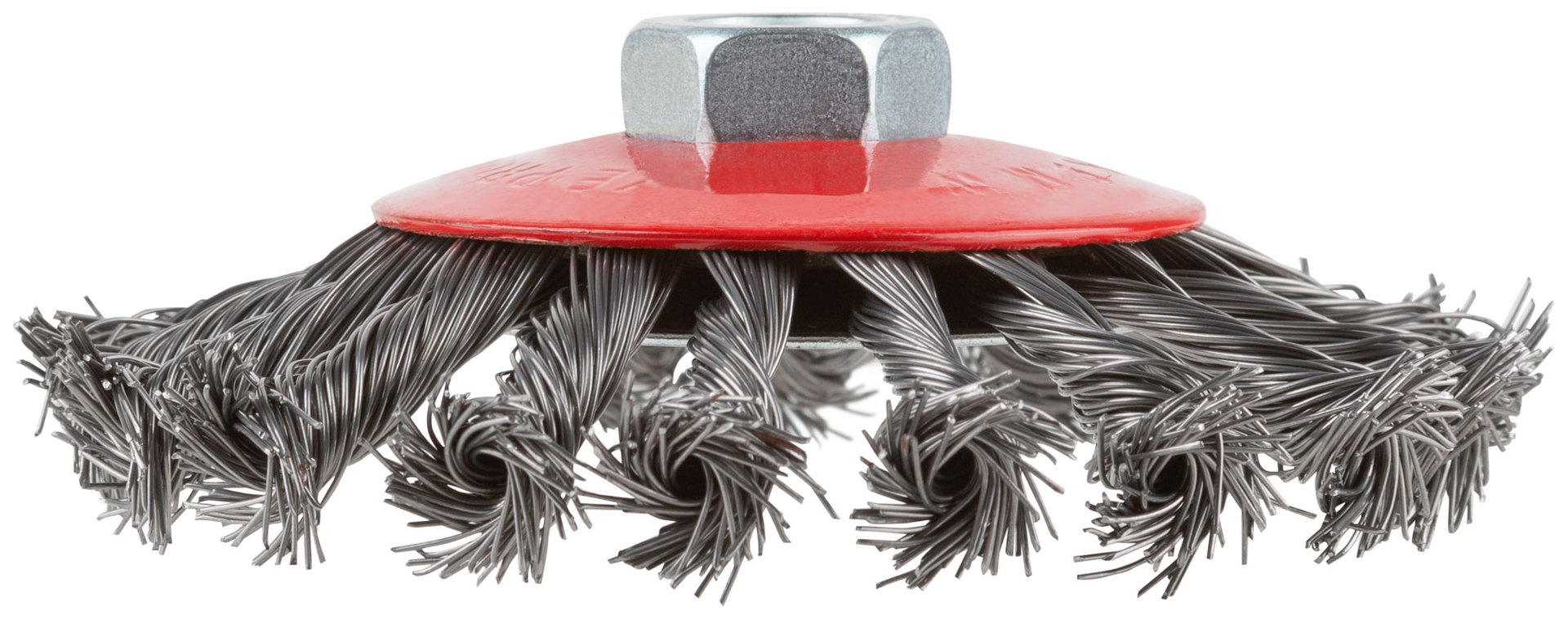 Корщетка-колесо с наклоном, гайка М14, стальная витая проволока 115 мм (39034)