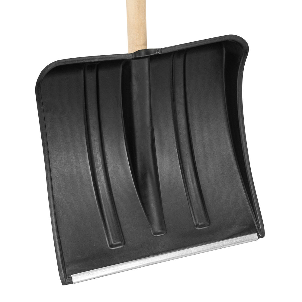 Лопата для уборки снега пластиковая, 380х385х1420 мм, оцинк. планка, деревянный черенок (6157453)