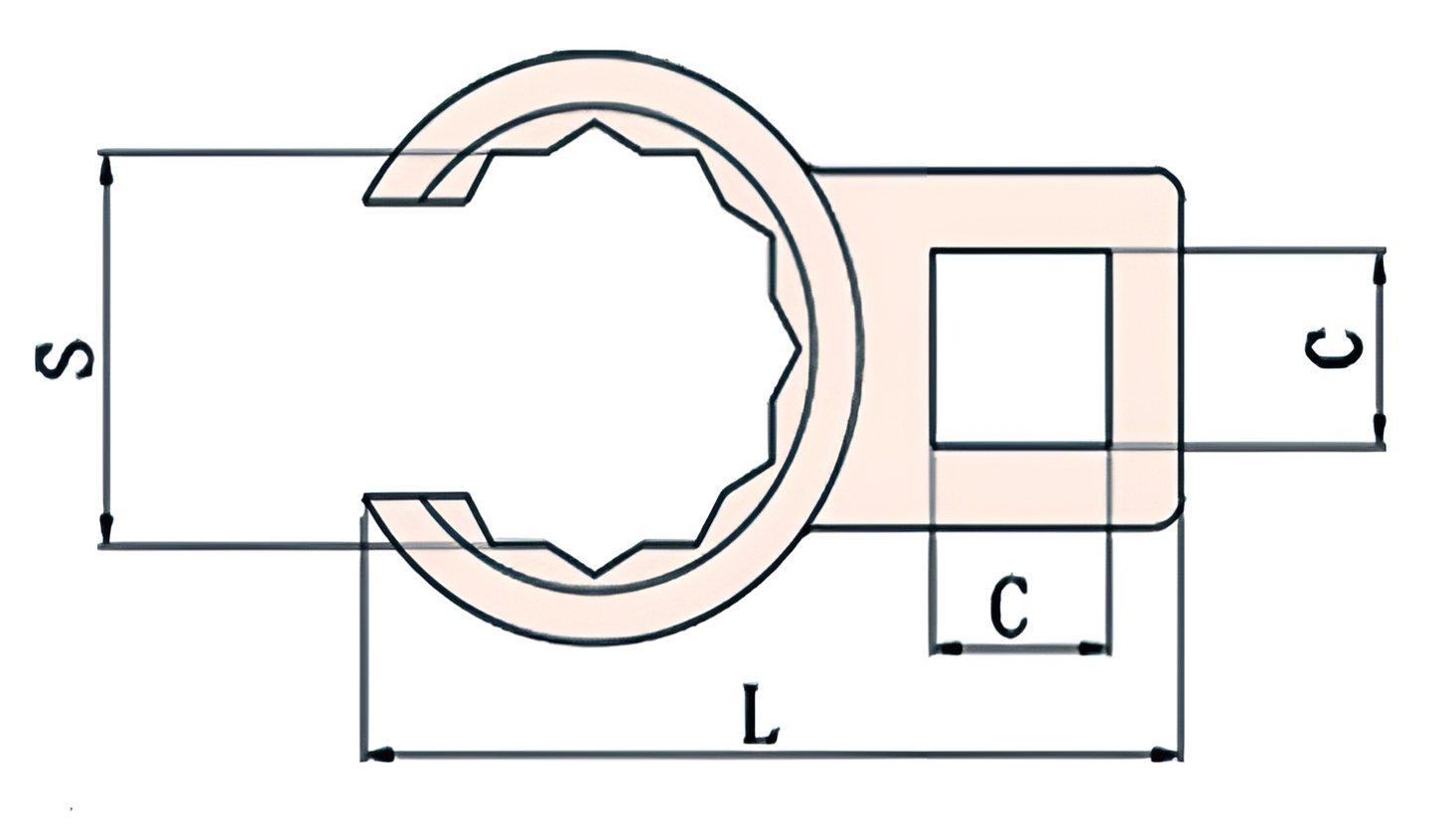 Насадка накидная с открытым зевом 1/22 искробезопасный сплав AlCu 164B-1030, HORTZ