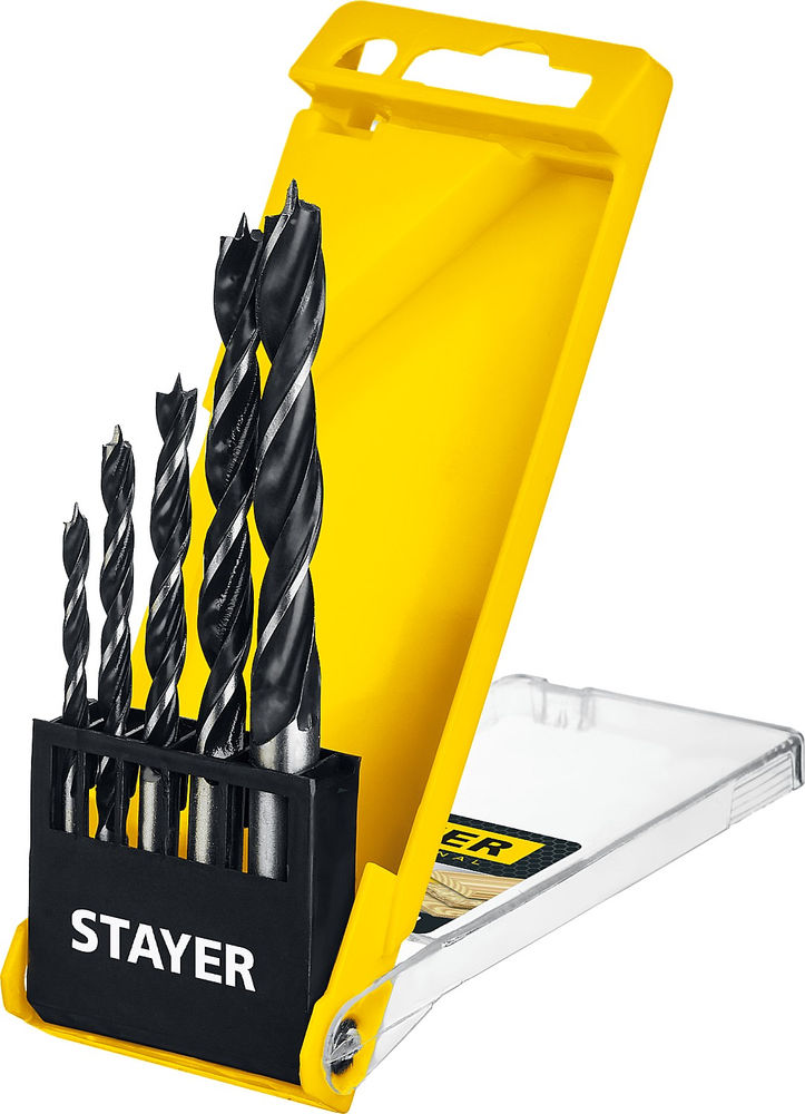 Набор сверл спиральных по дереву 5 шт: 4-5-6-8-10 мм M-type STAYER 2942-H5