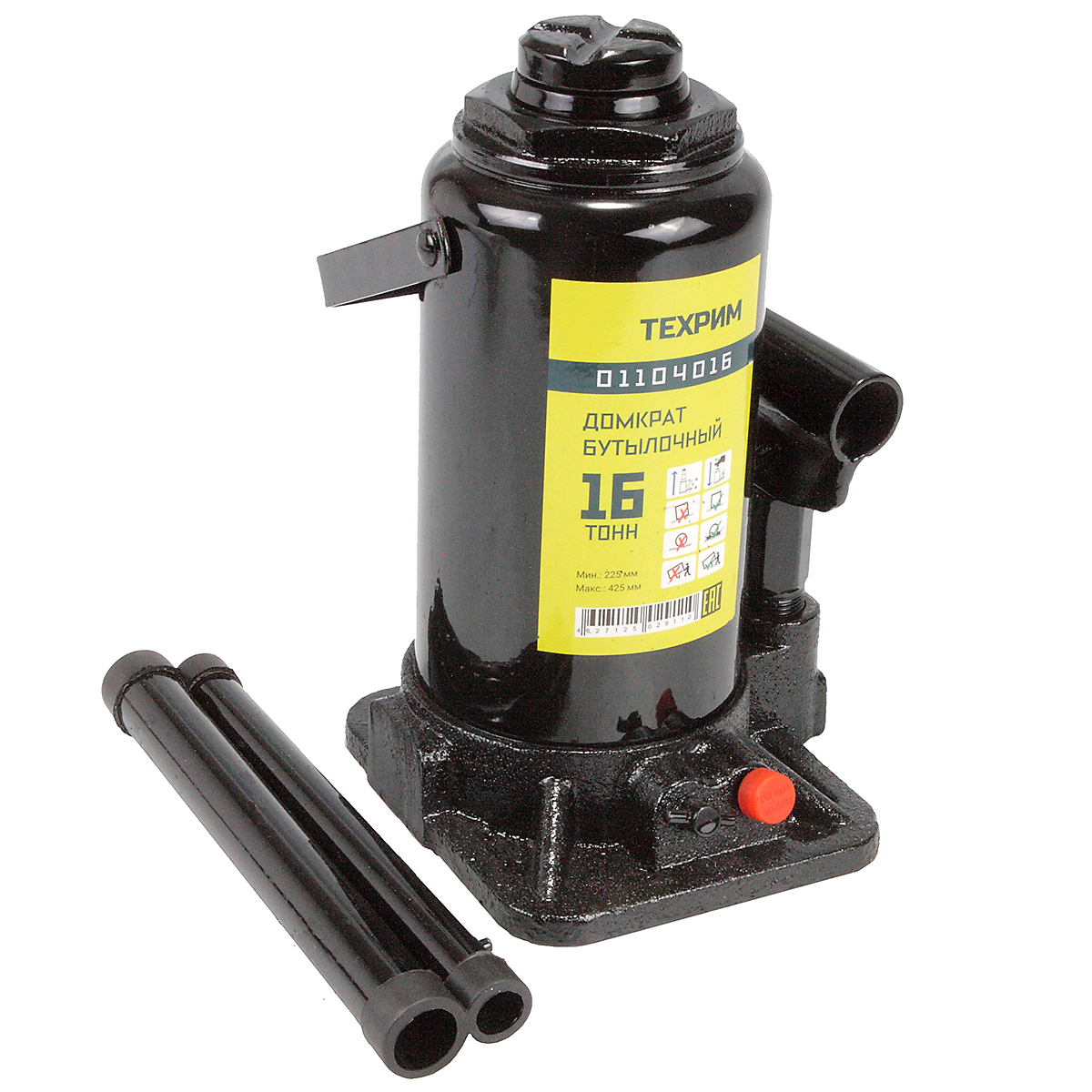 Домкрат бутылочный г/п 16 т 225-425 мм ТЕХРИМ 01104016
