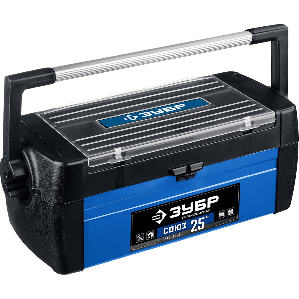 Металлический ящик для инструментов 640 x 250 x 240 мм 25 Профессионал ЗУБР СОЮЗ-25 38151-25
