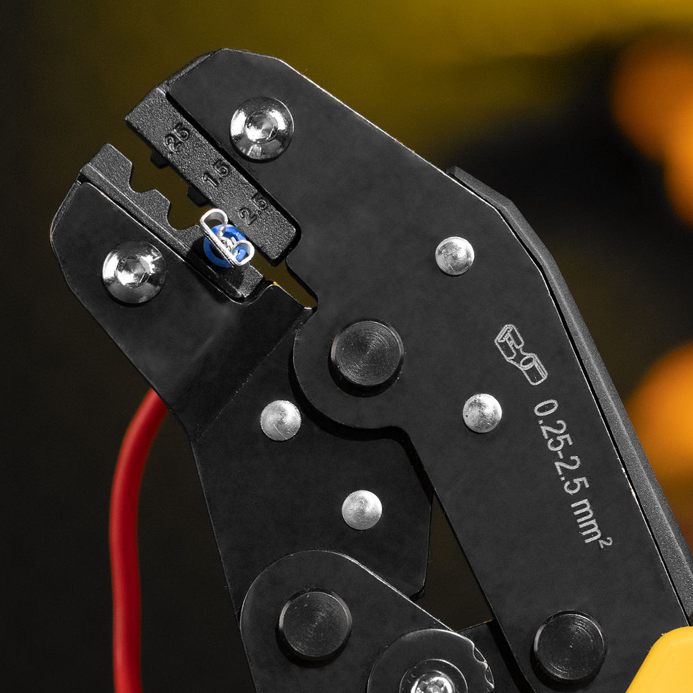 Клещи для обжима неизолированных наконечников НК и НВ, разъемов РП, 0,25 - 2,5 мм2 Denzel (17745)