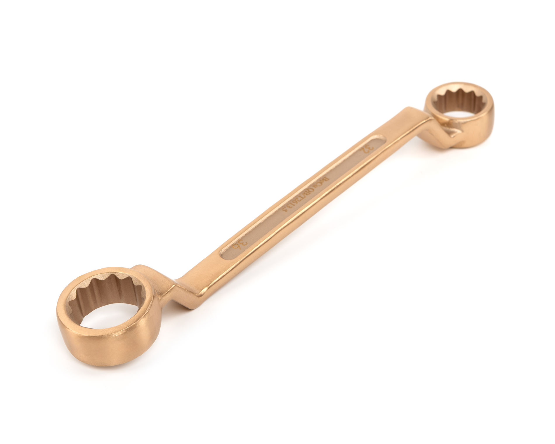 Ключ гаечный накидной двусторонний коленчатый 32х36 искробезопасный сплав BeCu 151-3236, HORTZ