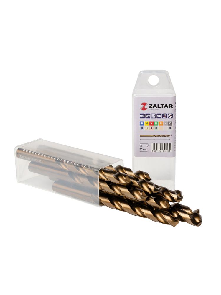 Комплект свёрл по металлу индустриальных, 10 шт, DIN 338, HSS-E Co5, Тип VA, 5xD, O10.20 мм (ZA-74102-S10)