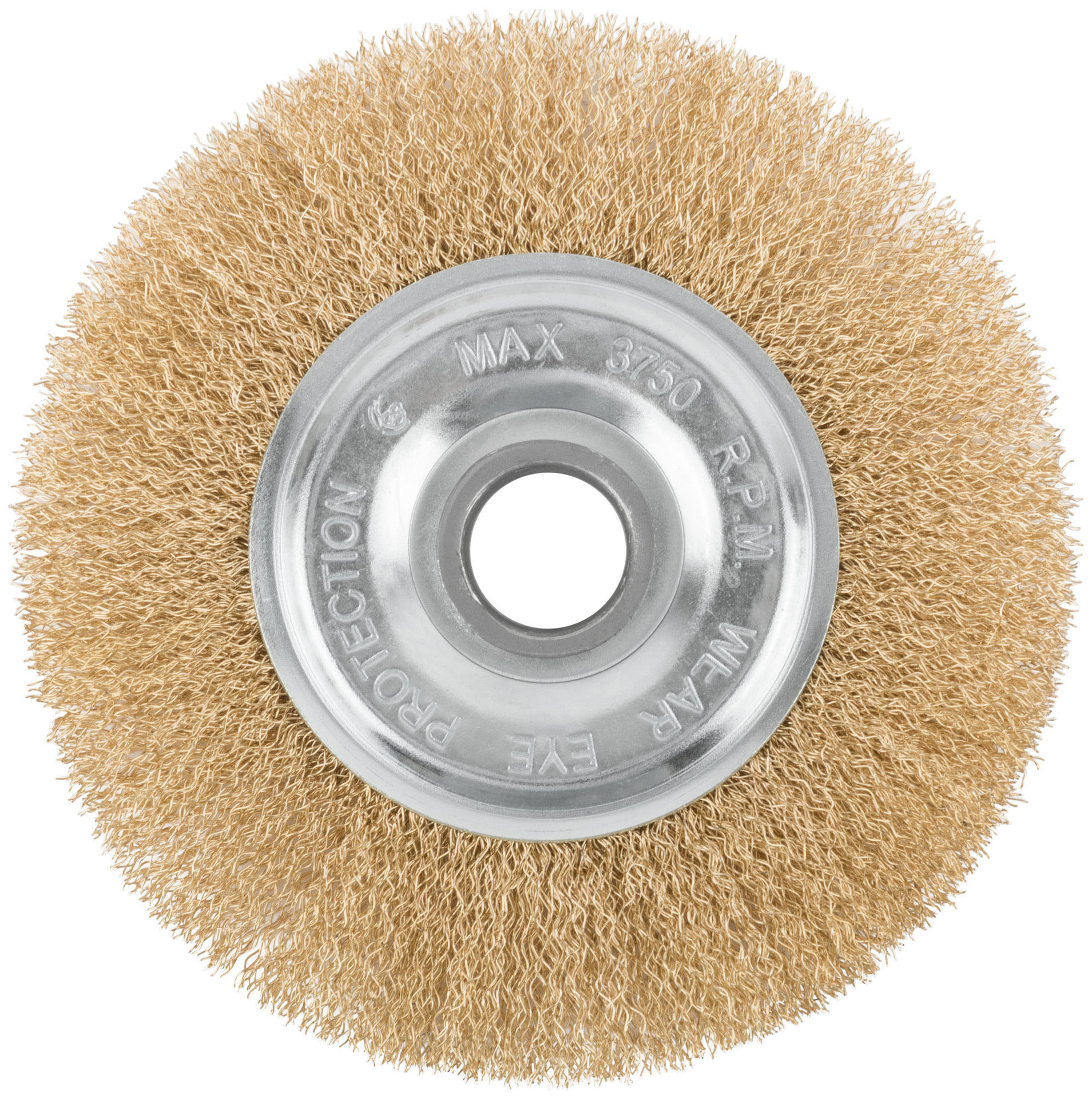 Корщетка дисковая прямая, посадочный диаметр 22,2 мм, стальная латунированная волнистая проволока 150 мм (39026)