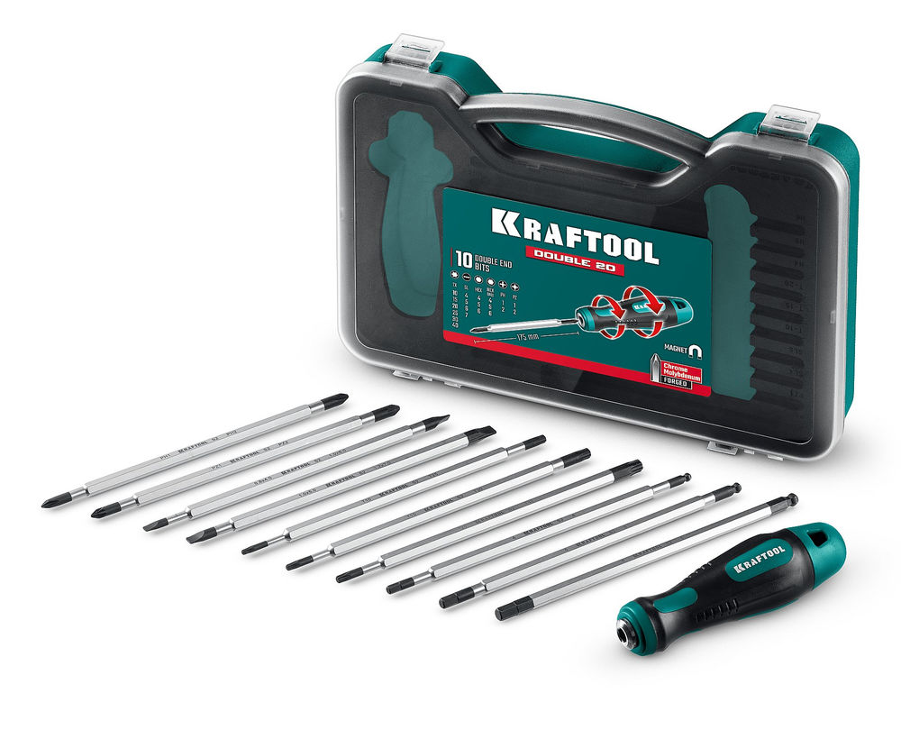 Набор: отвертка с переставными стержнями, 20 шт Double 20 KRAFTOOL 25817