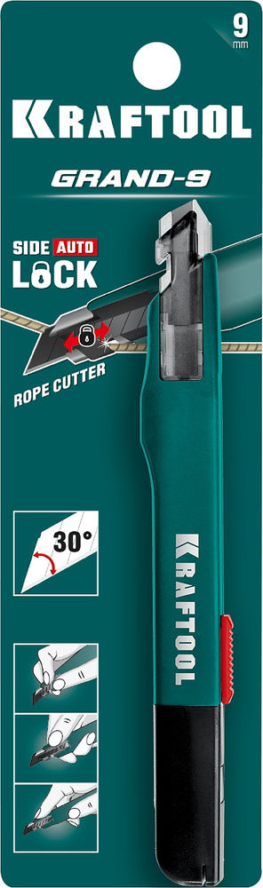 Нож 9 мм для точного реза с автостопом GRAND-9 KRAFTOOL 09192
