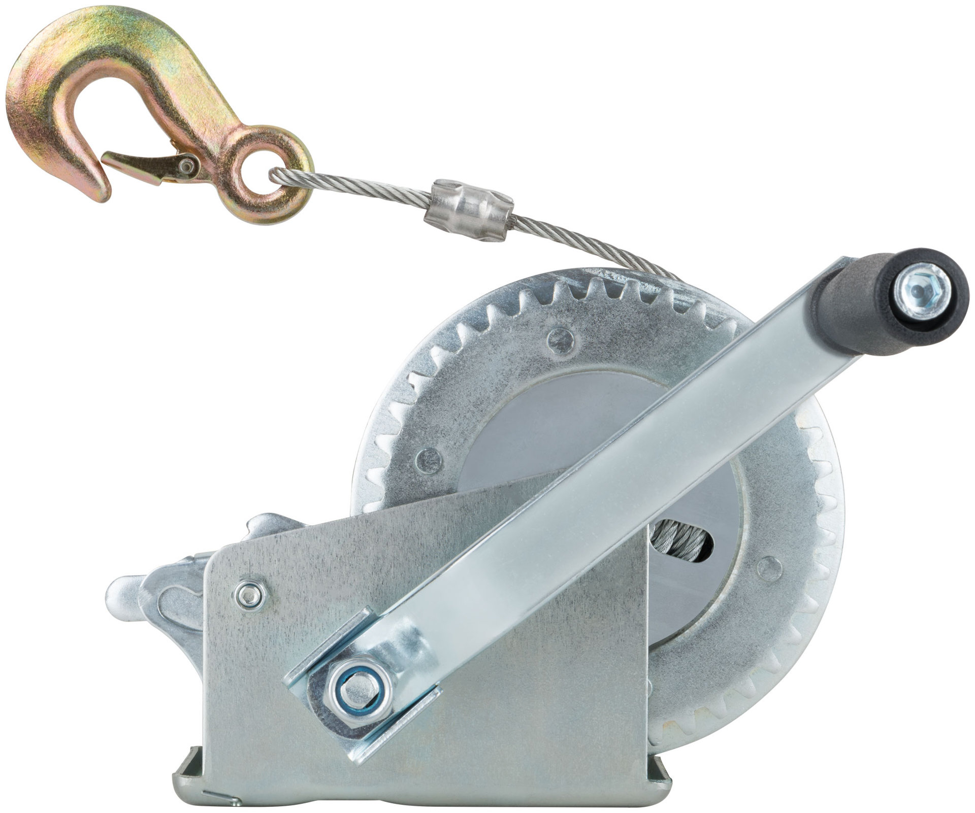 Лебедка шестеренчатая, стальной трос 8 м х 4,5 мм, 700 кг (64651)