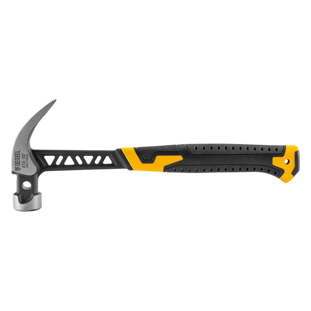 Молоток-гвоздодер 450 г, цельнокованый,боек с магнитом, двухкомп. обрезин. рук-ка Denzel (10466)