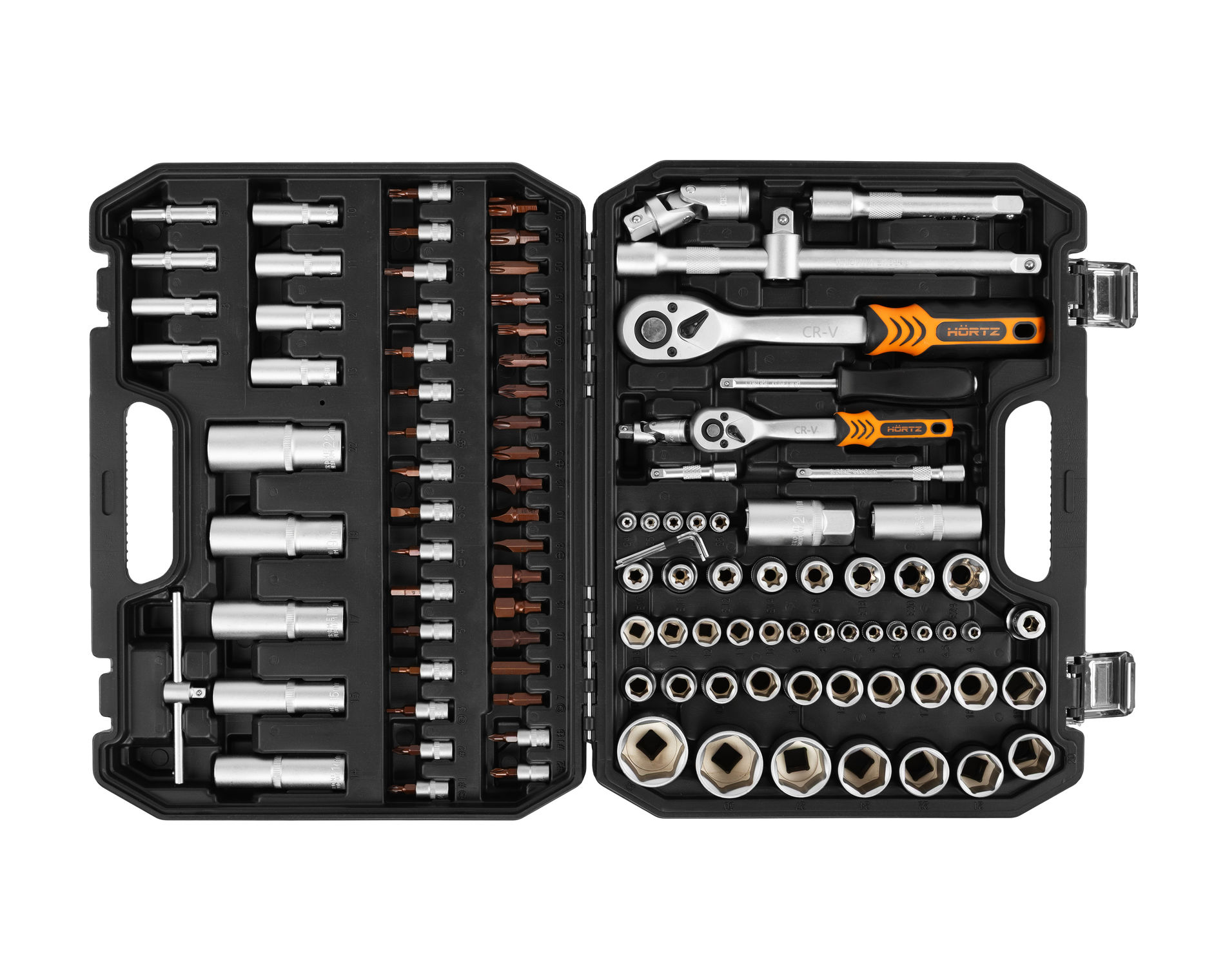 Набор инструментов 108 предметов 1/2" & 1/4", CRV, профессиональный в кейсе HORTZ 1187697