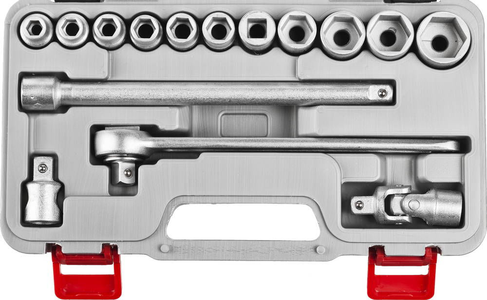 НИЗ Шоферский инструмент №2Д, 15 предм., 1/2, в пластиковом кейсе, набор торцовых головок (2761-20)
