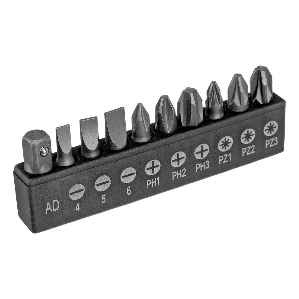 Отвертка реверсивная с набором бит и насадок торцевых, CrV, 1/4, 16 шт Matrix (11332)