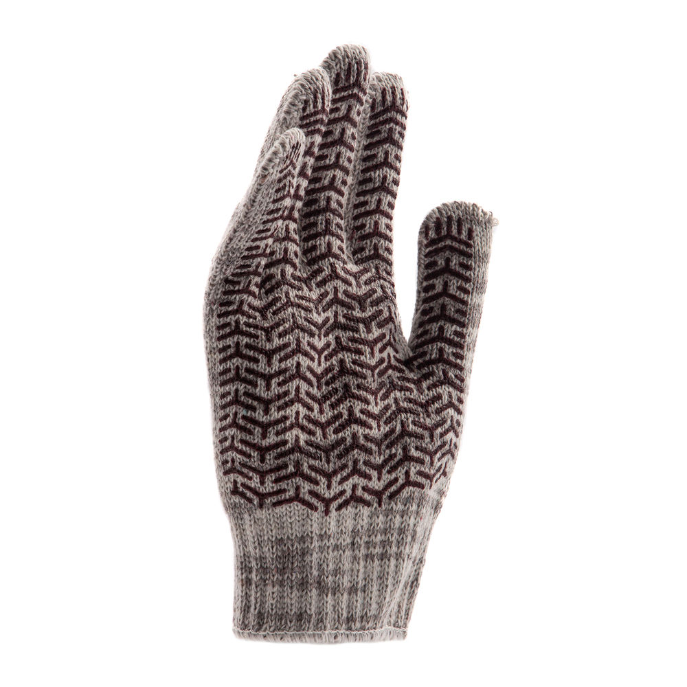 Перчатки трикотажные усиленные, гелевое ПВХ-покрытие, 7 класс, бело-серый меланж Сибртех (68182)