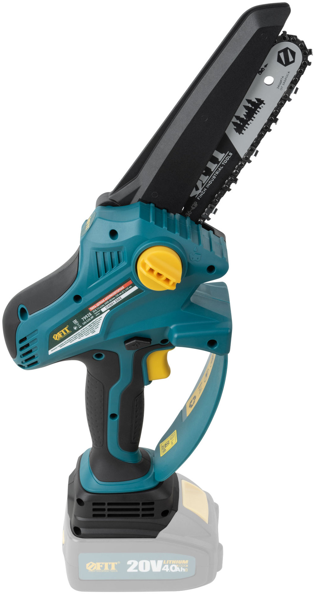 Пила цепная; Бесщеточный; 20В; 7,5 м/сек; 150 (6), 145 мм, 36, 40 мл, рез. накл.; коробка (79928)