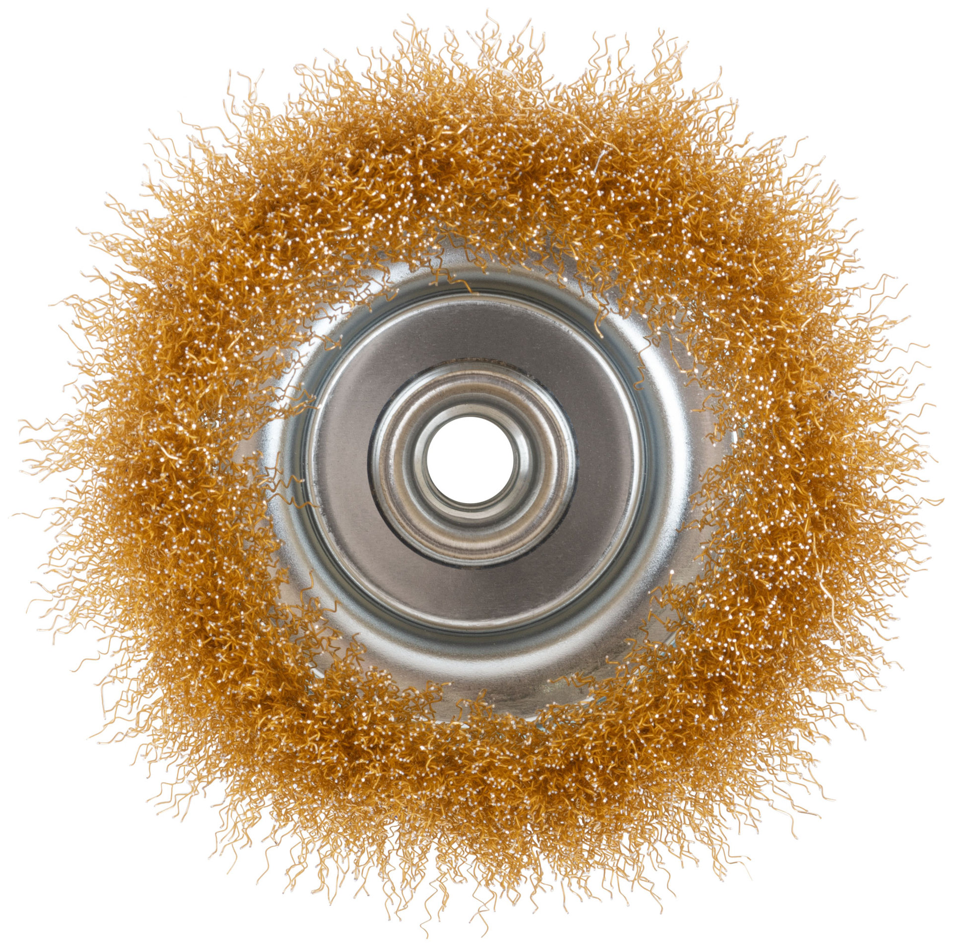 Щетка для УШМ, М14, тип Чашка, латун. витая проволока 0,3 мм, 125 мм, блистер, CUTOP Profi (82-896)
