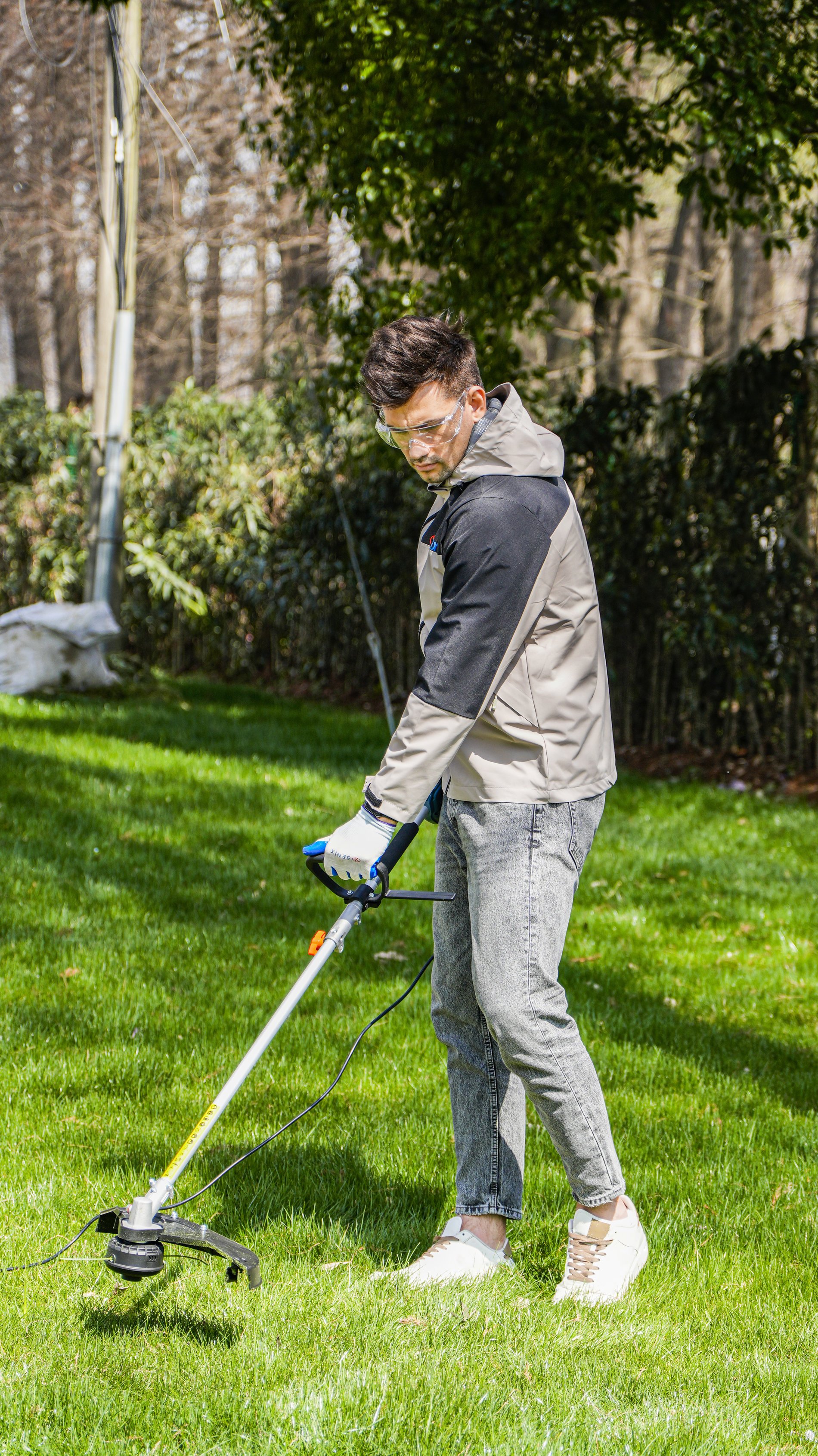 Триммер сетевой, 1200 Вт, 34 см (леска), 23 см (нож), D-рукоятка